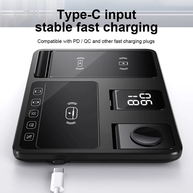 30W Electric Wireless Charger Stand for Airpods Pro Apple Watch Touch Control Fast Station for Iphone 16 15 14 13 12 11