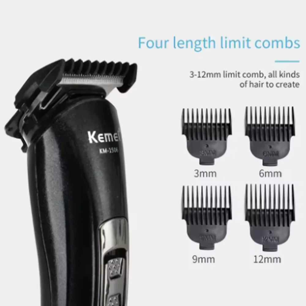 Kemei KM-1506 3-in-1 Electric Shaver – Rechargeable Hair & Nose Trimmer for Men