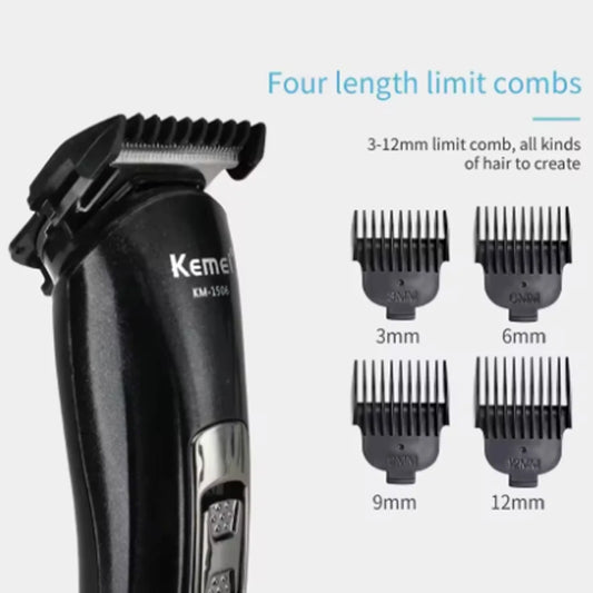 Kemei KM-1506 3-in-1 Electric Shaver – Rechargeable Hair & Nose Trimmer for Men