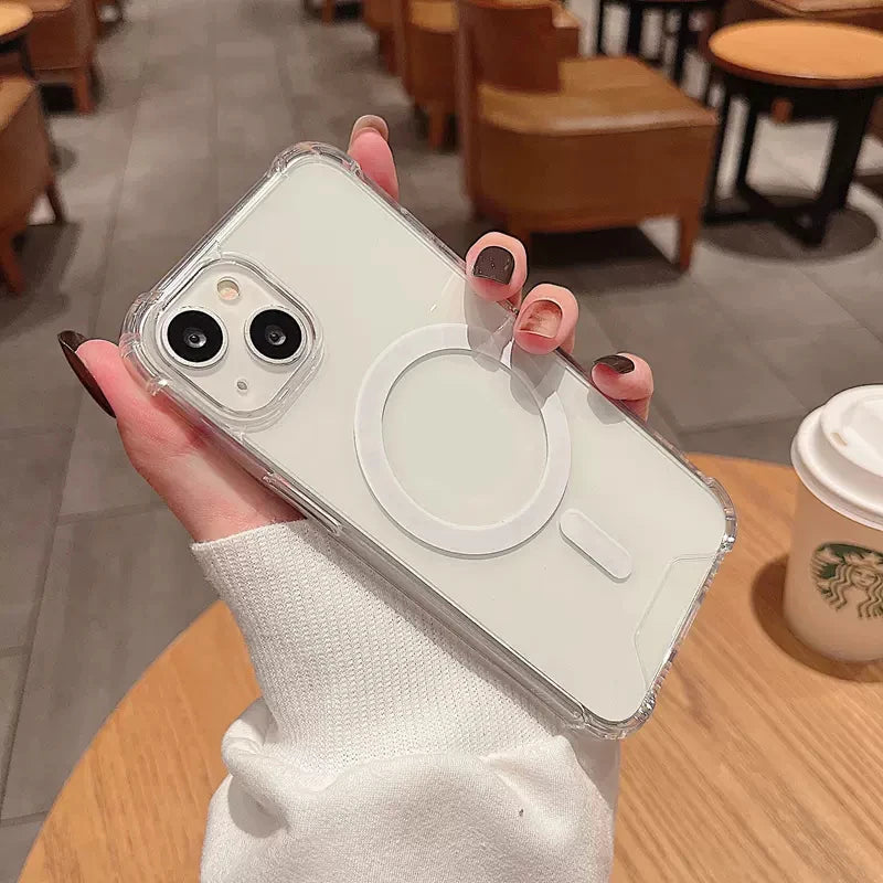 Luxury Transparent Magnetic For Magsafe Wireless Charge Cases For iPhone 16 14 13 12 11 15 Pro Max Shockproof Accessories