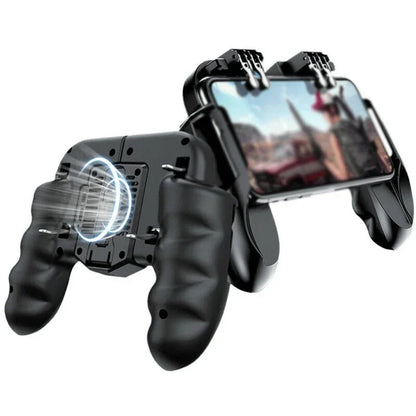 H9 6 Finger Mobile Phone Game Trigger Gamepad Joysticks Controller w/ Radiator Aim Shooting L1R1 Key Button PUBG for IOS Android