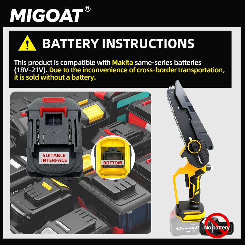 6" Cordless Brushless Electric Chainsaw – Portable Wood Saw for Makita 18V-20V Battery