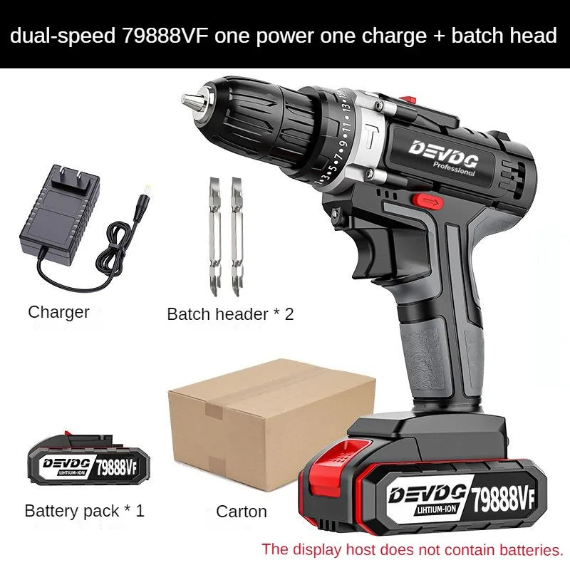 Industrial grade brush electric drill,  screwdriver, self-locking metal clamp, wireless power driver, DC lithium-ion bat