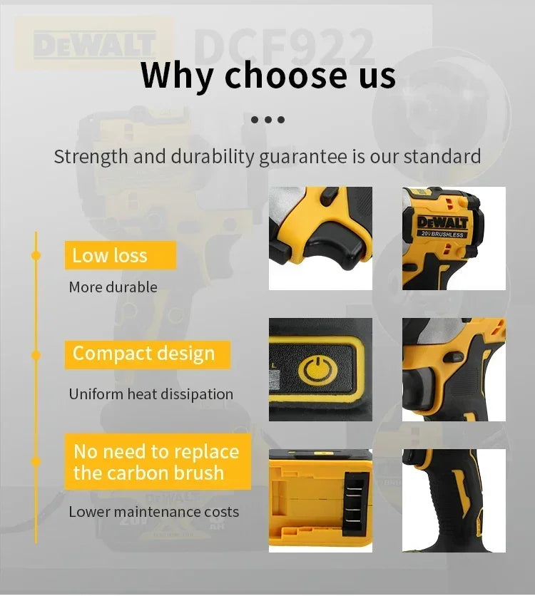 DEWALT DCF922 20V Wireless Impact Wrench – 406Nm High Torque