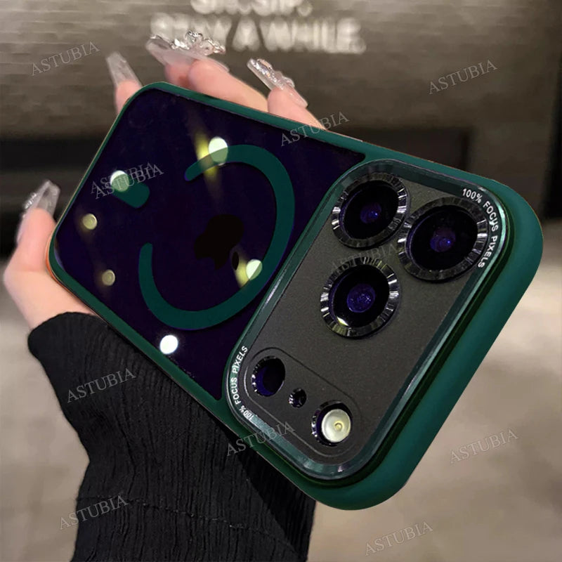 Luxury Magnetic Metal Lens Bumper Protection Case For iPhone 17 Air 16 15 14 13 12 11 Pro Max Plus Magsafe Acrylic Clear Cover