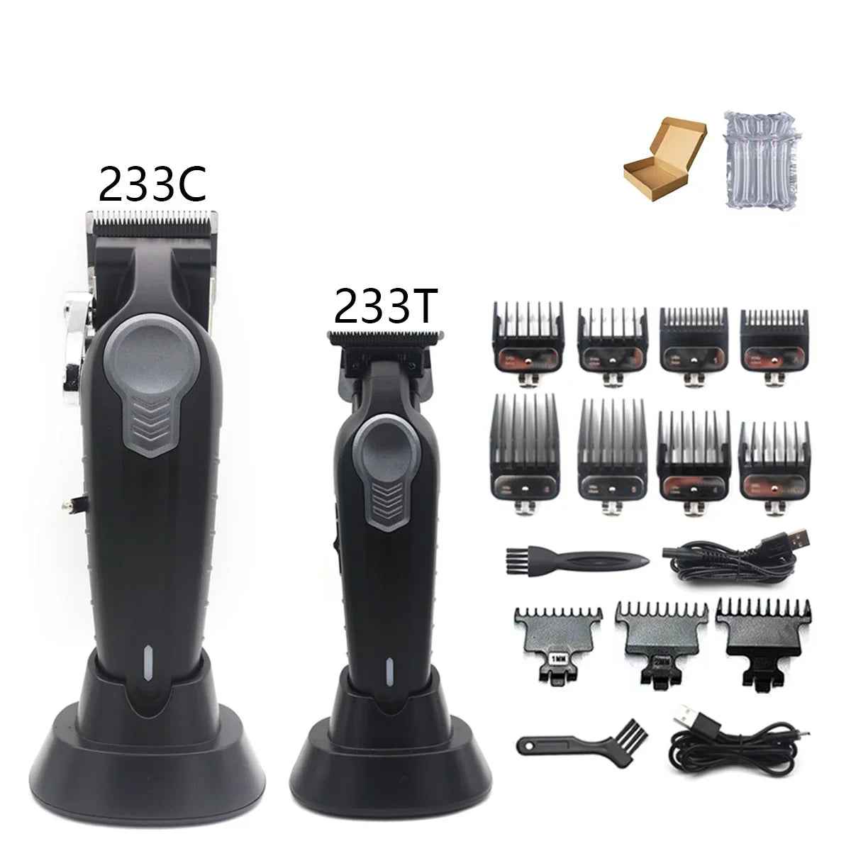 Professional T-Blade Hair Trimmer – USB Charging Base, DLC Blade, Beard & Hair Cutter