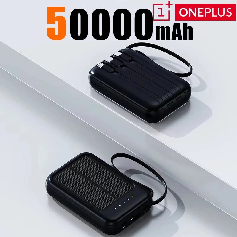 ONEPLUS 50000mAh Solar Power Bank 4 in 1 Large Capacity Fast Charging External Battery Outdoor Survival Emergency Equipment 2026