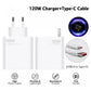 120W USB Fast Charger EU/US Plug Phone Charge Adapter For SamsungXiaomi Wall Charger With 120W Charging Cable