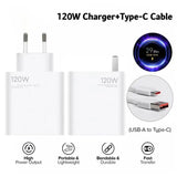 120W USB Fast Charger EU/US Plug Phone Charge Adapter For SamsungXiaomi Wall Charger With 120W Charging Cable