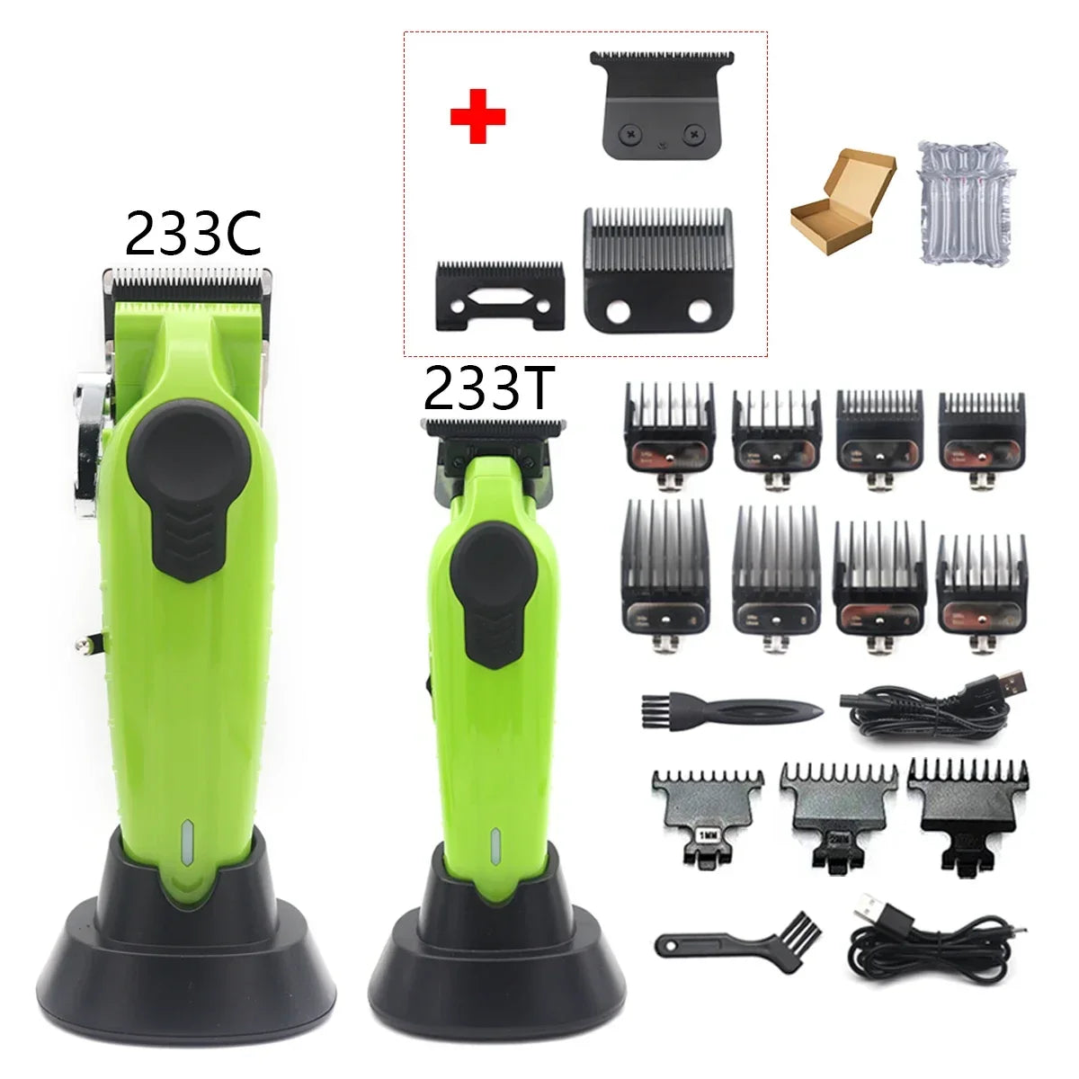 Professional T-Blade Hair Trimmer – USB Charging Base, DLC Blade, Beard & Hair Cutter