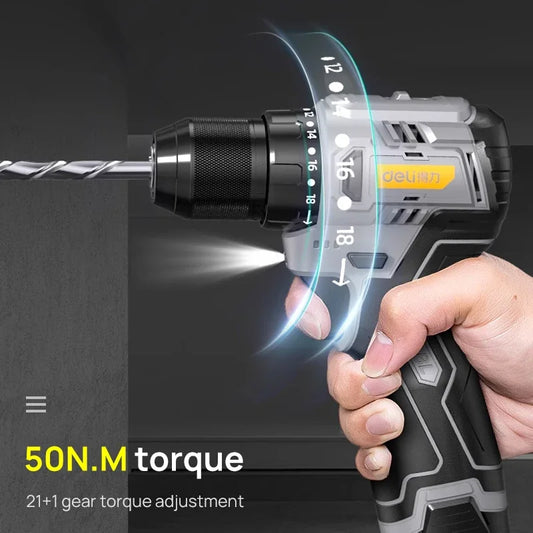 Deli Brushless Cordless Electric Drill – Mini Screwdriver 16.8V Lithium-Ion