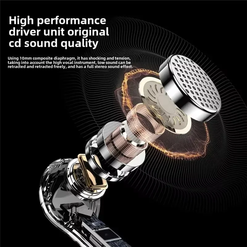 Wireless Bluetooth-Compatible Earphones Color LCD Screen Earbuds Stereo Earphones Black-[Y03A]