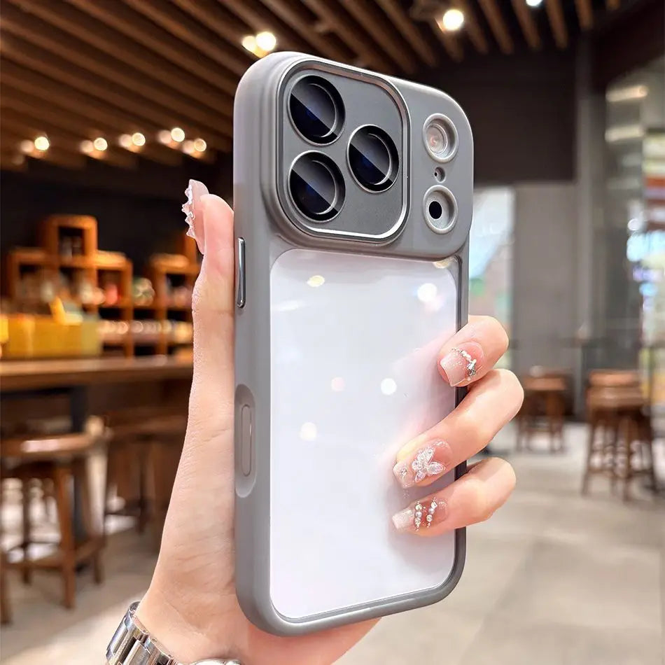 Luxury Hard Acrylic Transparent Case for iPhone 17 Air 13 14 15 16 17 Pro Max Plus 12 11 Lens Film Protection Shockproof