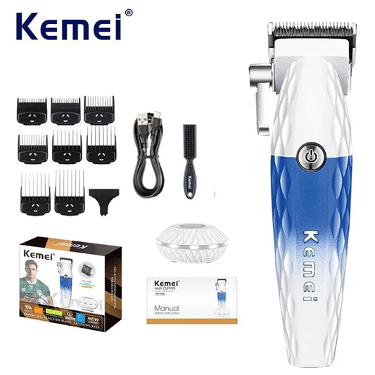 Kemei Professional Hair Clipper – DLC Blade, Cordless, 8800RPM Motor