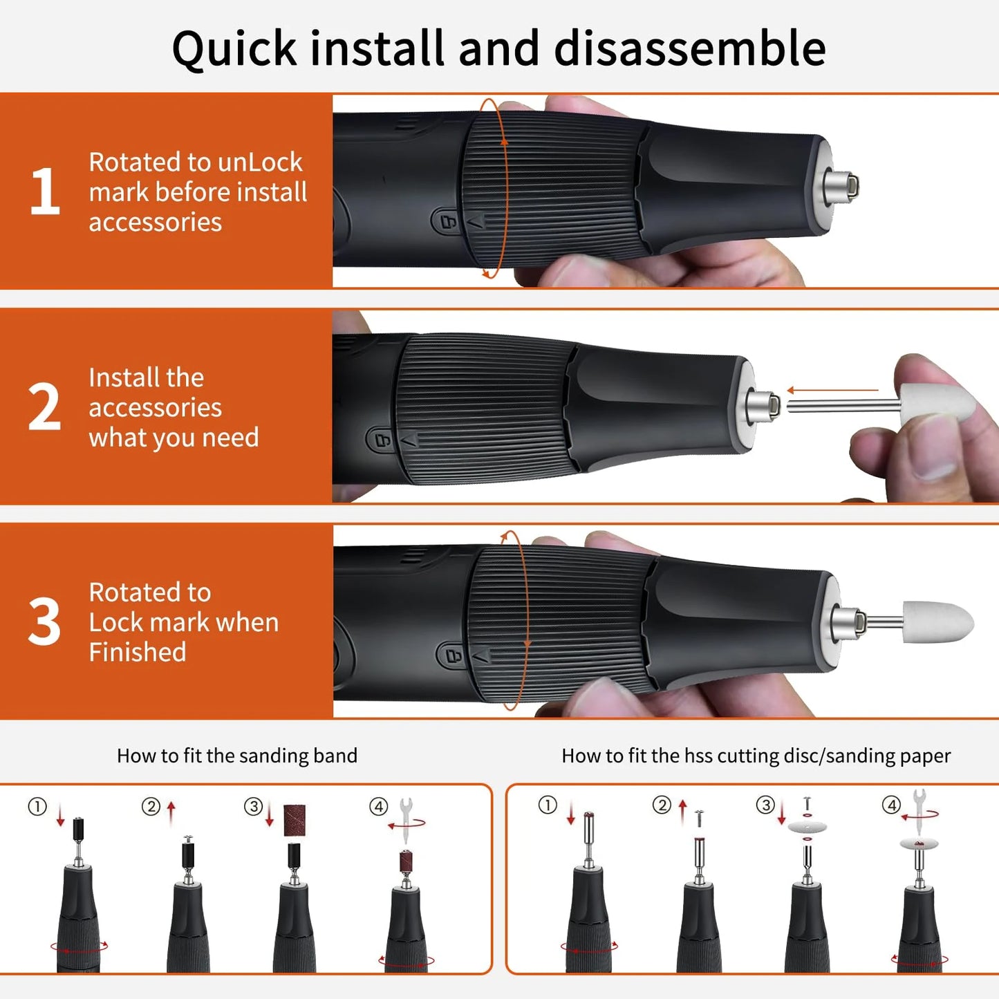 CreationSpace 8.0V Cordless Rotary Tool – 5-Speed 65-Piece Kit for Carving, Engraving & Sanding