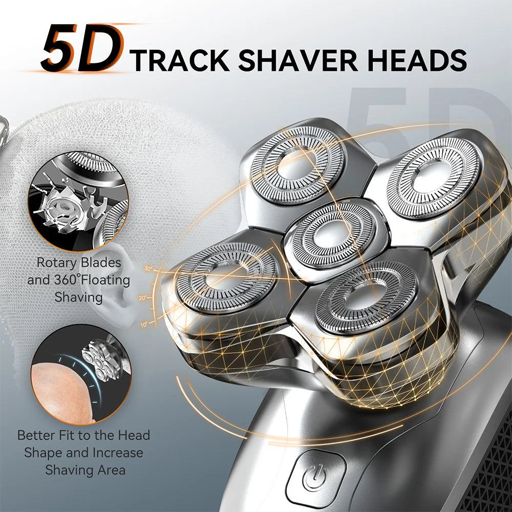 MAXGROOM 5D Electric Head Shaver – Magnetic Floating Blade, USB Rechargeable Waterproof Razor
