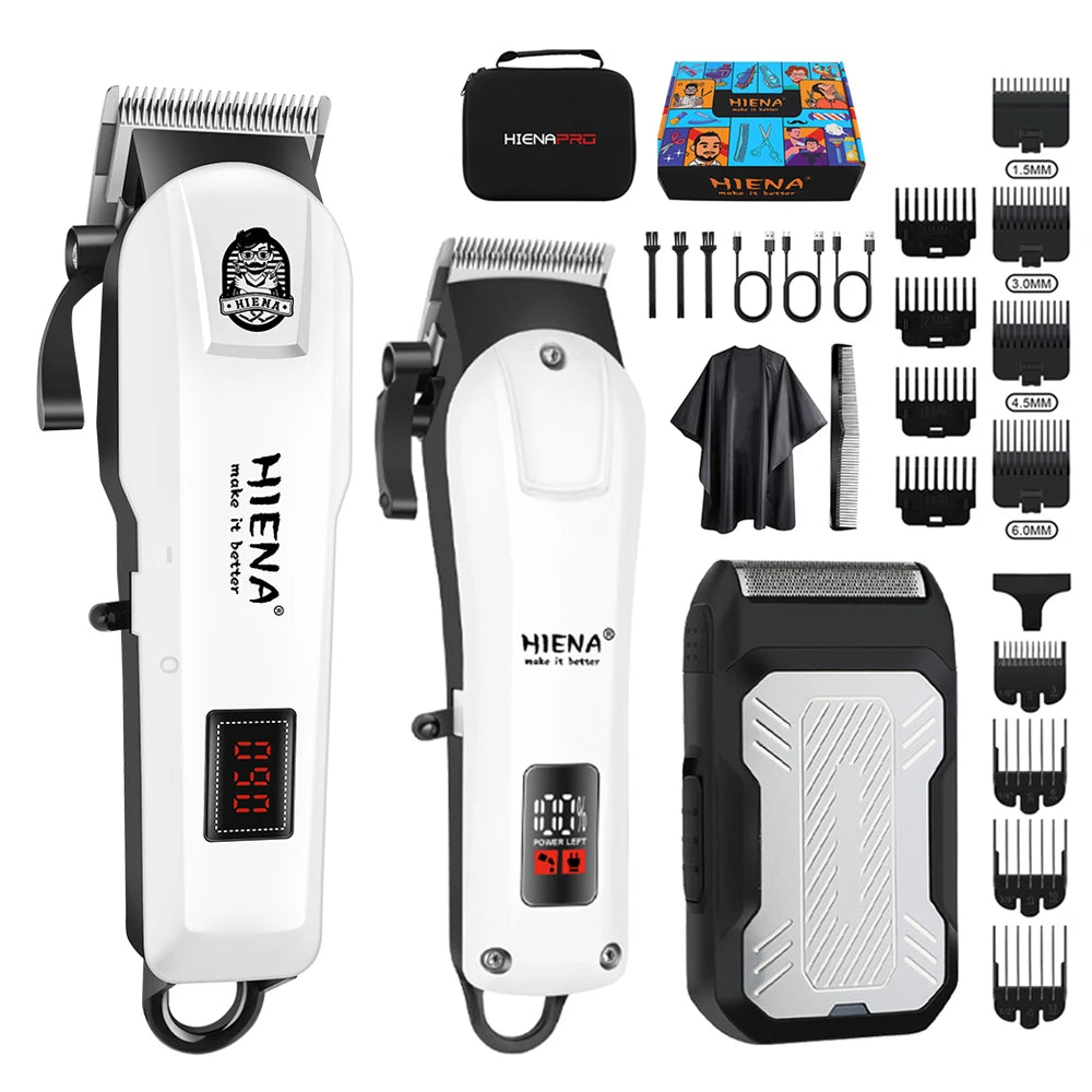 Professional Hair Cutting Machine Set – LED Digital, Electric Scissor & Shaver Kit