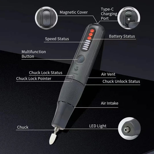 CreationSpace 8V Cordless Rotary Tool – 5-Speed Engraving Machine (5000–23000 RPM) for Carving, Sanding & Polishing