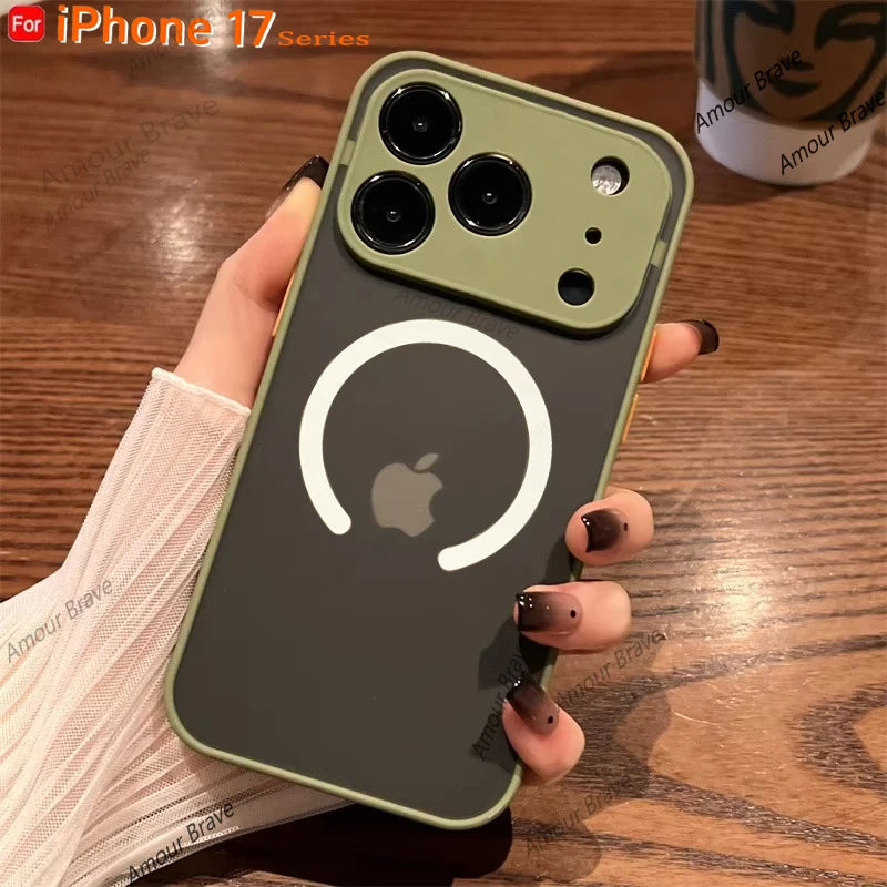 For Magsafe Wireless Charge Case For iPhone 17 Air 15 14 13 12 11 16 Pro Max Mini 16 Plus Magnetic Shockproof Armor Phone