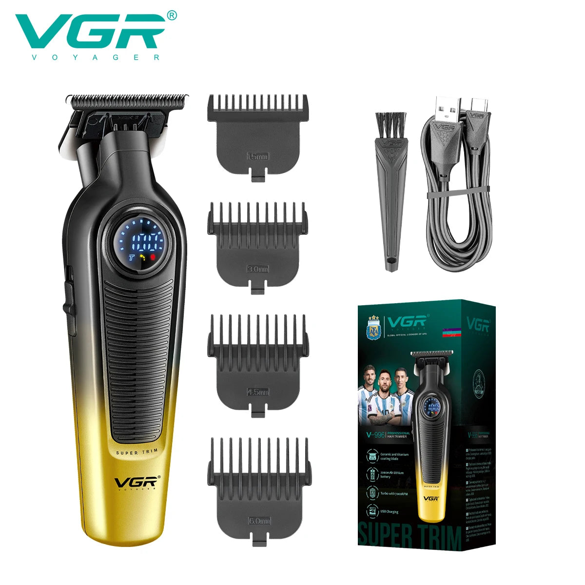 VGR V-996 Professional Hair Clipper – Cordless, Rechargeable, Barber Trimmer