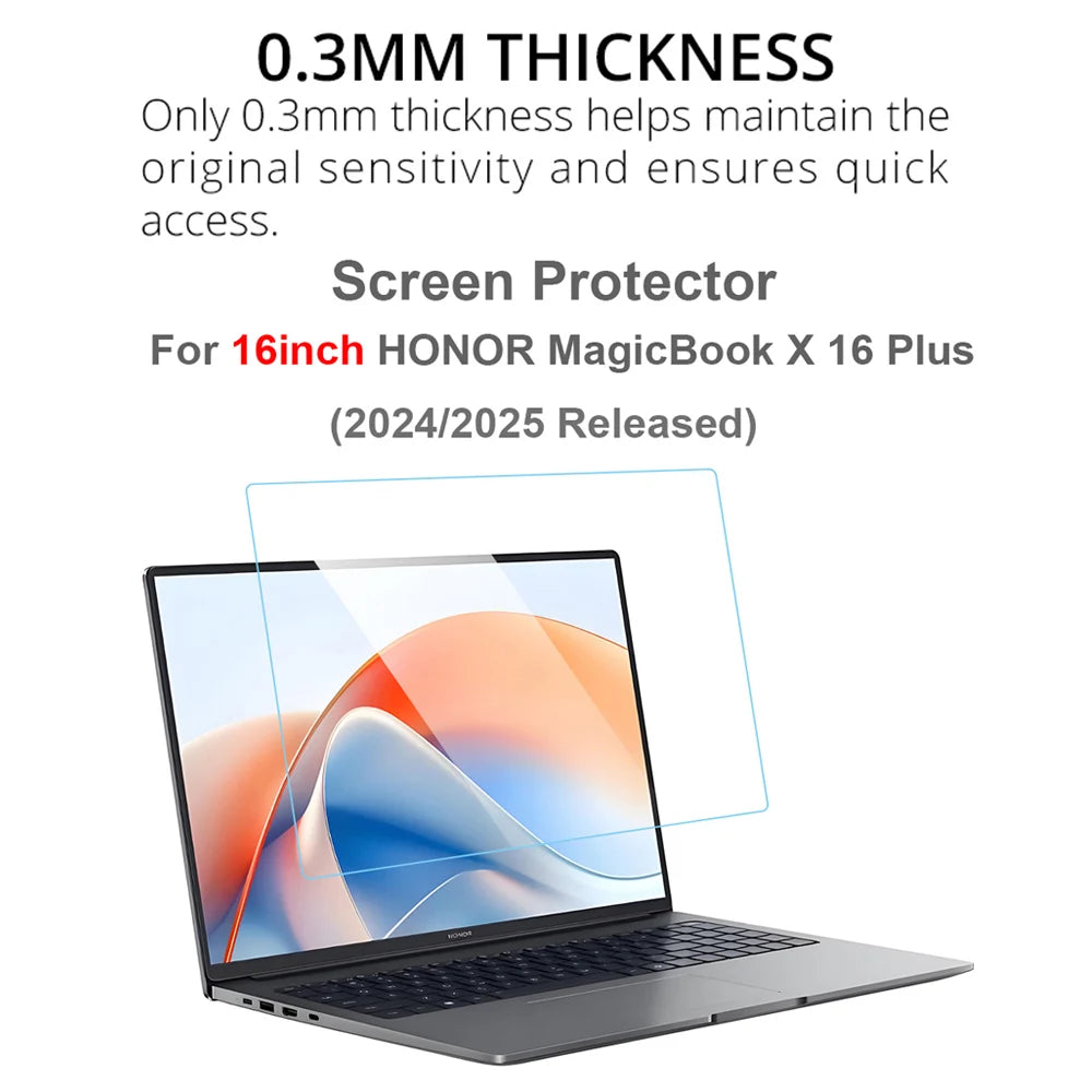 For 16Inch HONOR MagicBook X16 Plus 2024 2025 Screen Protector Scratch-proof Clear 0.3MM HD 9H NoteBook