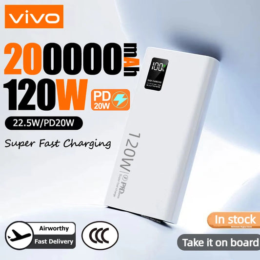 VIVO 120W Power Bank 50000mAh High Capacity Super Fast  Battery Charger For iPhone Samsung Huawei