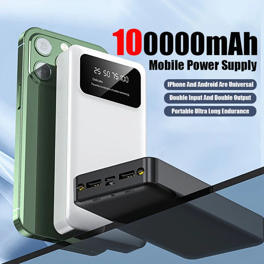 100000mAh Ultra Large Capacity Portable Power Bank With Fast Charging And LED Flashlight Function Suitable For IPhone Xiaomi
