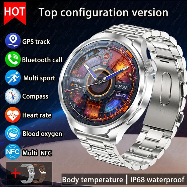 For Huawei 1.85-inch Smart Watch Men Sport Waterproof Fitness Heart Rate Watches Compass GPS Track NFC Bluetooth Call Smartwatch