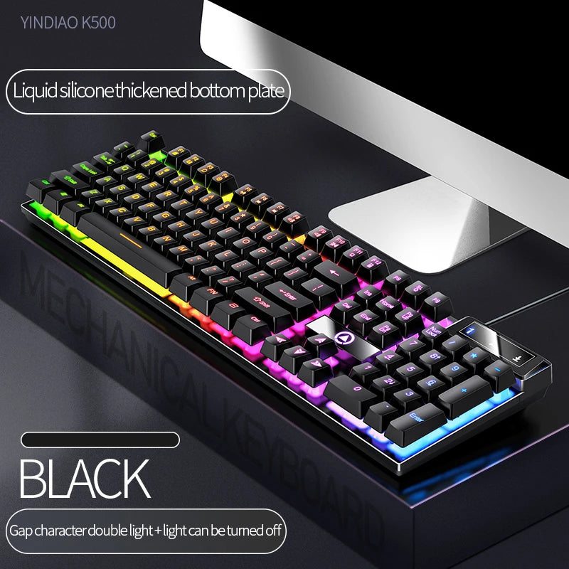 104-Key Wired Gaming Keyboard – Backlit Mechanical Feel for PC & Laptop
