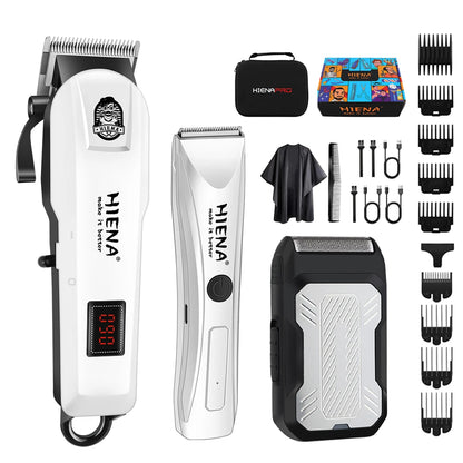 Professional Hair Cutting Machine Set – LED Digital, Electric Scissor & Shaver Kit