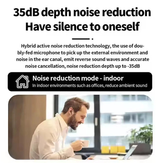 A8 Pro wireless headphones, touch-controlled LED display, noise-cancelling headphones, long-lasting battery, built-in microphone