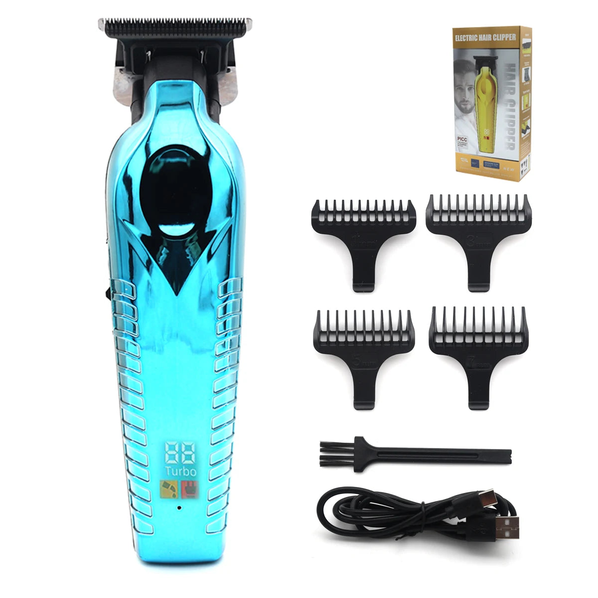 Zero Gapped Hair Trimmer – DLC T-Blade, LED Display, Low Noise, Cordless