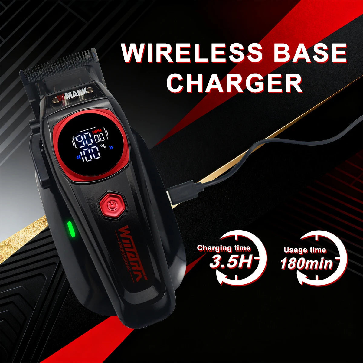 WMARK NG-8004 Hair Clipper – 2025 Brushless Motor, DLC Blade, Wireless Charging