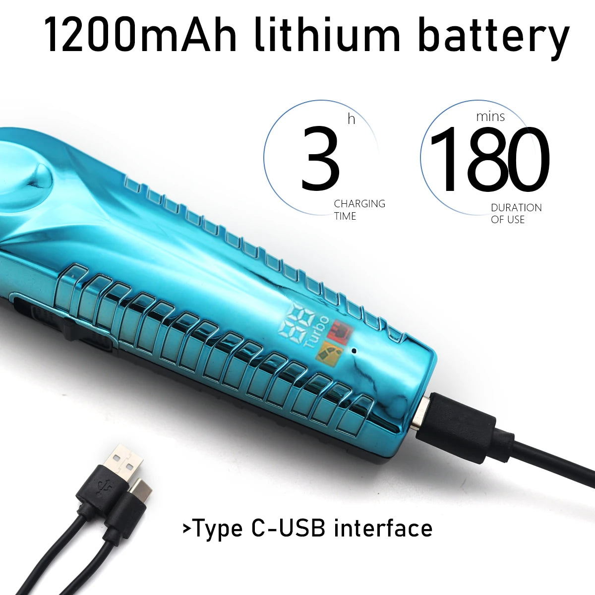 Zero Gapped Hair Trimmer – DLC T-Blade, LED Display, Low Noise, Cordless