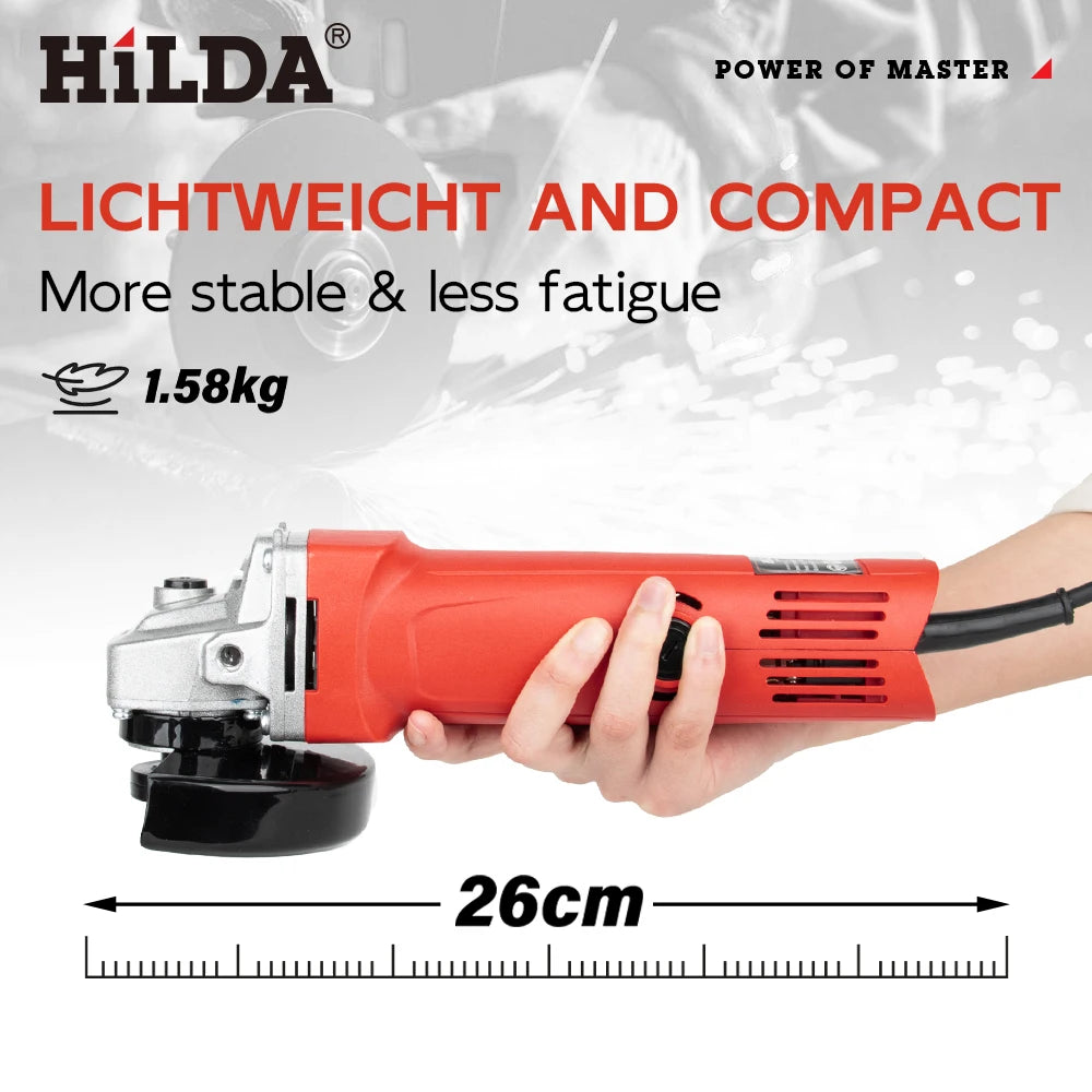 HILDA 1300W 125mm Angle Grinder – Handheld Electric Cutting Tool