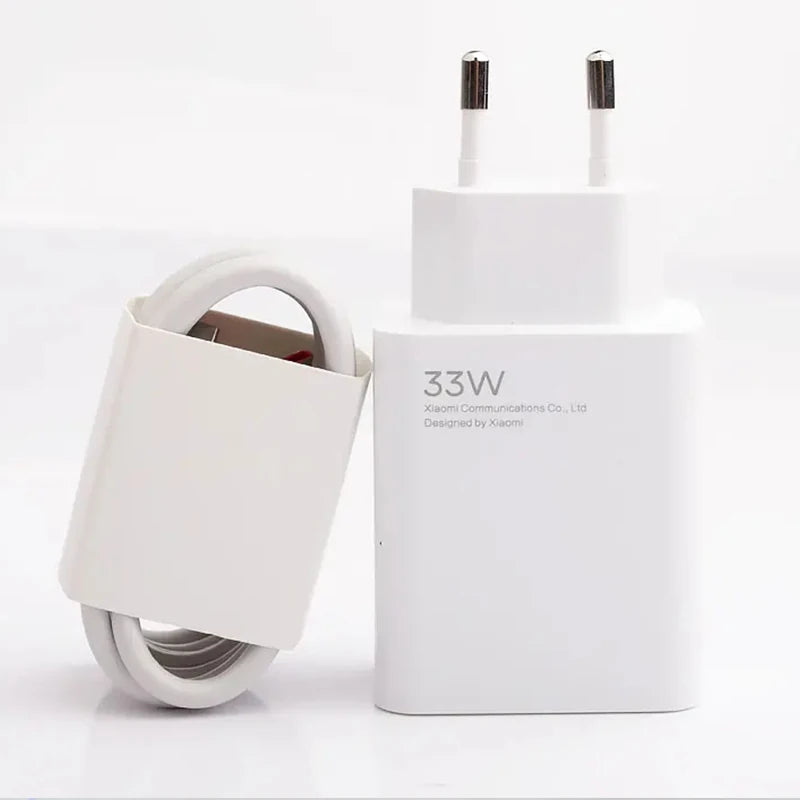 Xiaomi 33W Fast Charger Turbo EU Adapter For Redmi 15 15C Note 9 10 11 12 Pro Poco M7 Plus M5S M6 M4 X3 Usb Type C Cable
