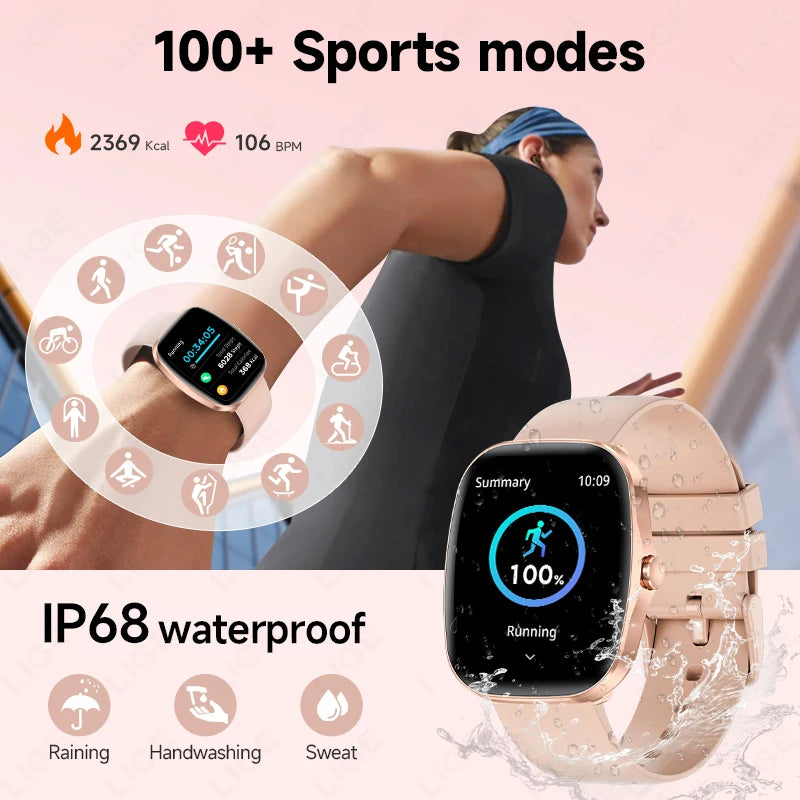 LIGE 2025 Men Smart Watch Women Health Monitor Bluetooth Call Sports Fitness Waterproof Physical Health Ladies Gifts