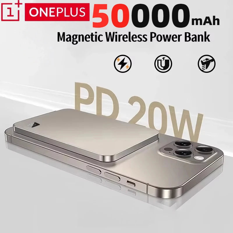 ONEPLUS 50000mAh Magnetic Portable Wireless PowerBank PD22.5W Fast Charging External Battery for Magsafe For iPhone Samsung HOT