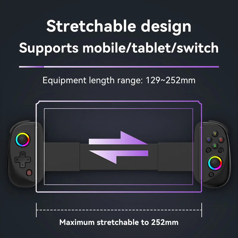 Hot Sale BSP D8 RGB Tablet Controller Wireless Handle For Switch Game Bluetooth Stretching Joystick For P3 P4 Android IOS Gamepa