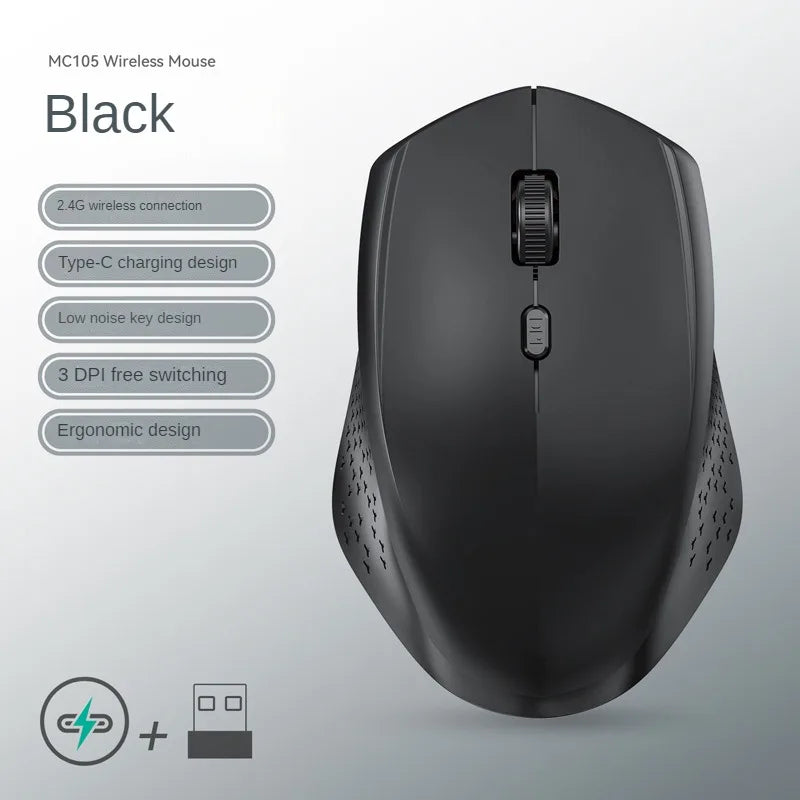 Bluetooth 5.2 Dual-Mode Wireless Mouse – Silent, Rechargeable, 1600DPI for Laptop & PC